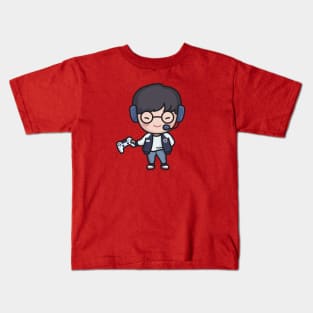 Cute Korean Gamer Kid Cartoon Kids T-Shirt